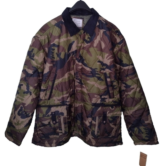 Vintage ESMC Camo Jacket Adult Large Rain Heavyweight Full Zip Snap RN 114976 - Picture 1 of 13